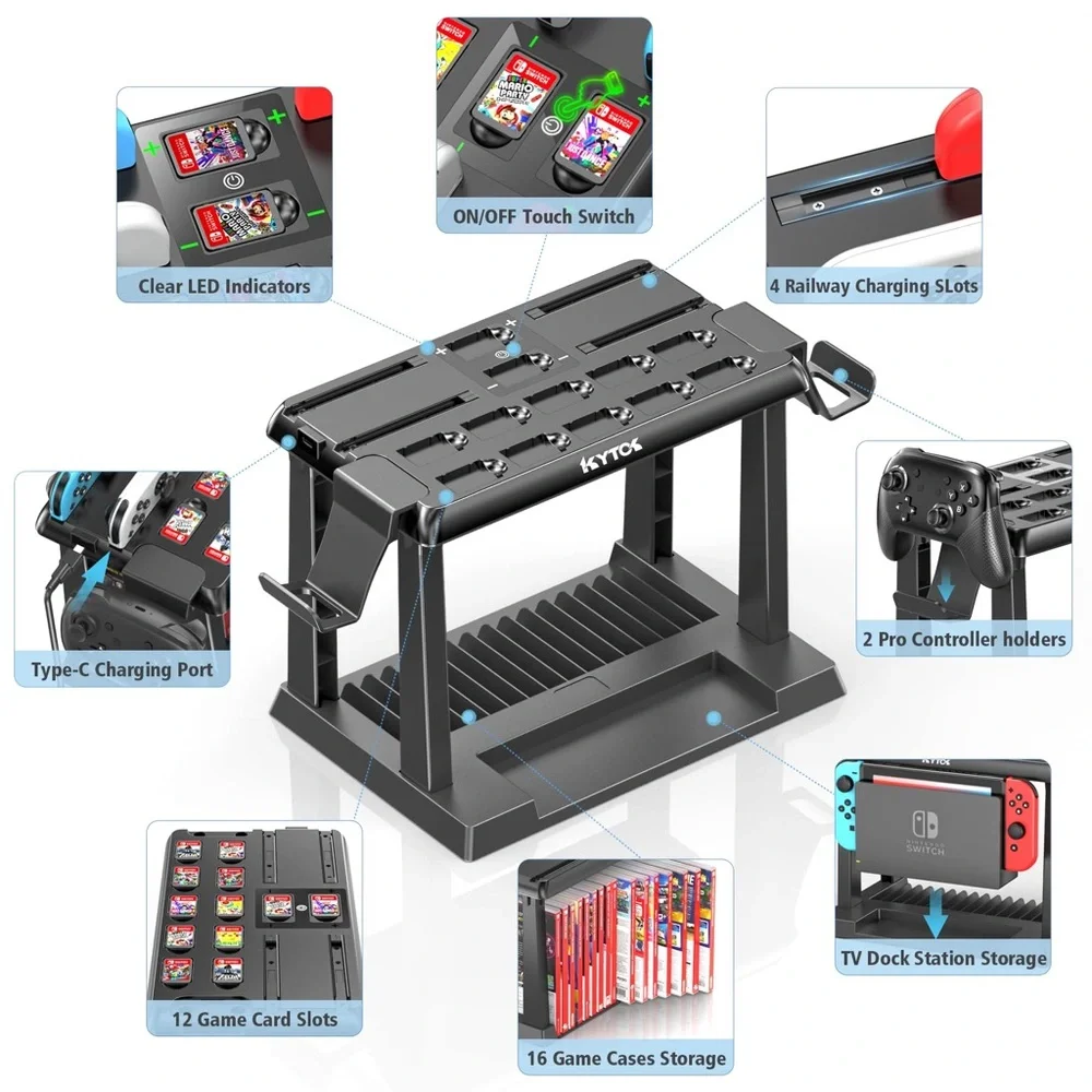 Game Storage Tower Controller Charger Station Dock Organizer for Nintendo Switch - Picture 2 of 5